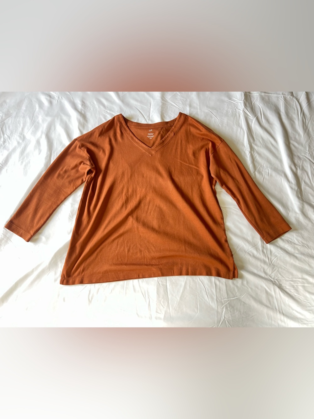J.Jill V-Neck Long Sleeve Top in Rust